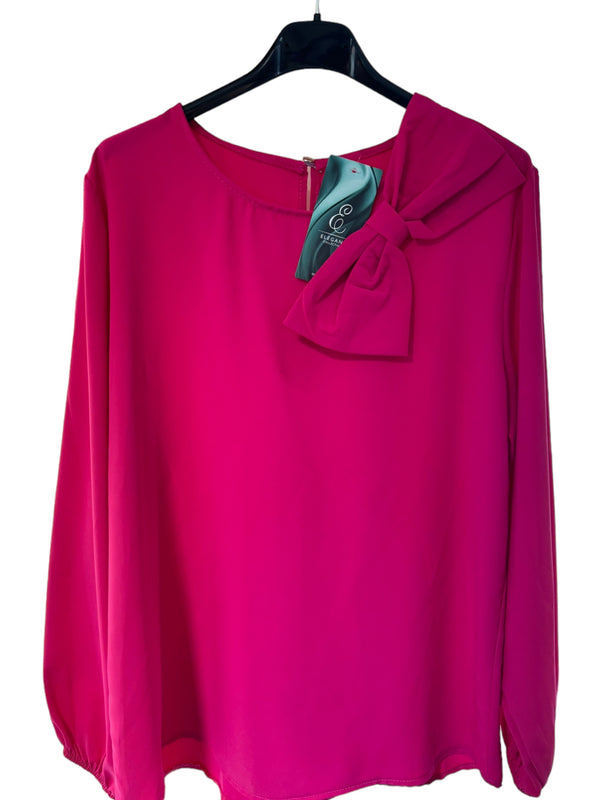 Bow Italian blouse fushia pink