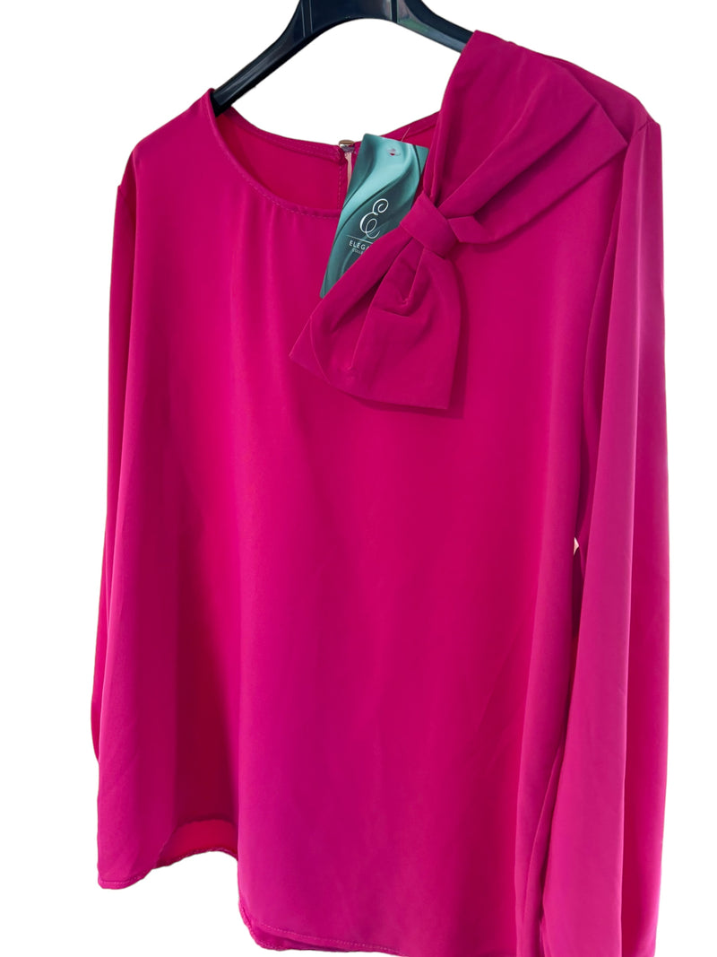 Bow Italian blouse fushia pink