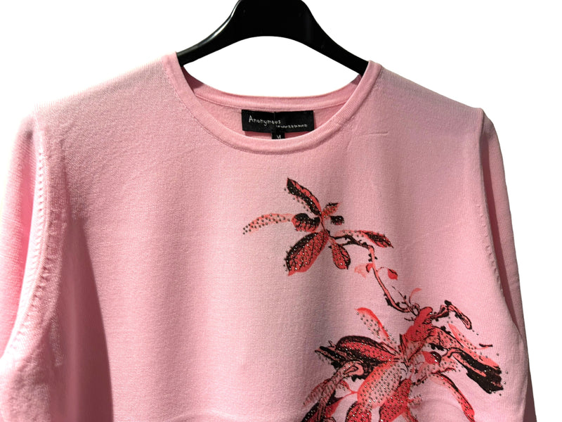Dusty pink summer top with bird print