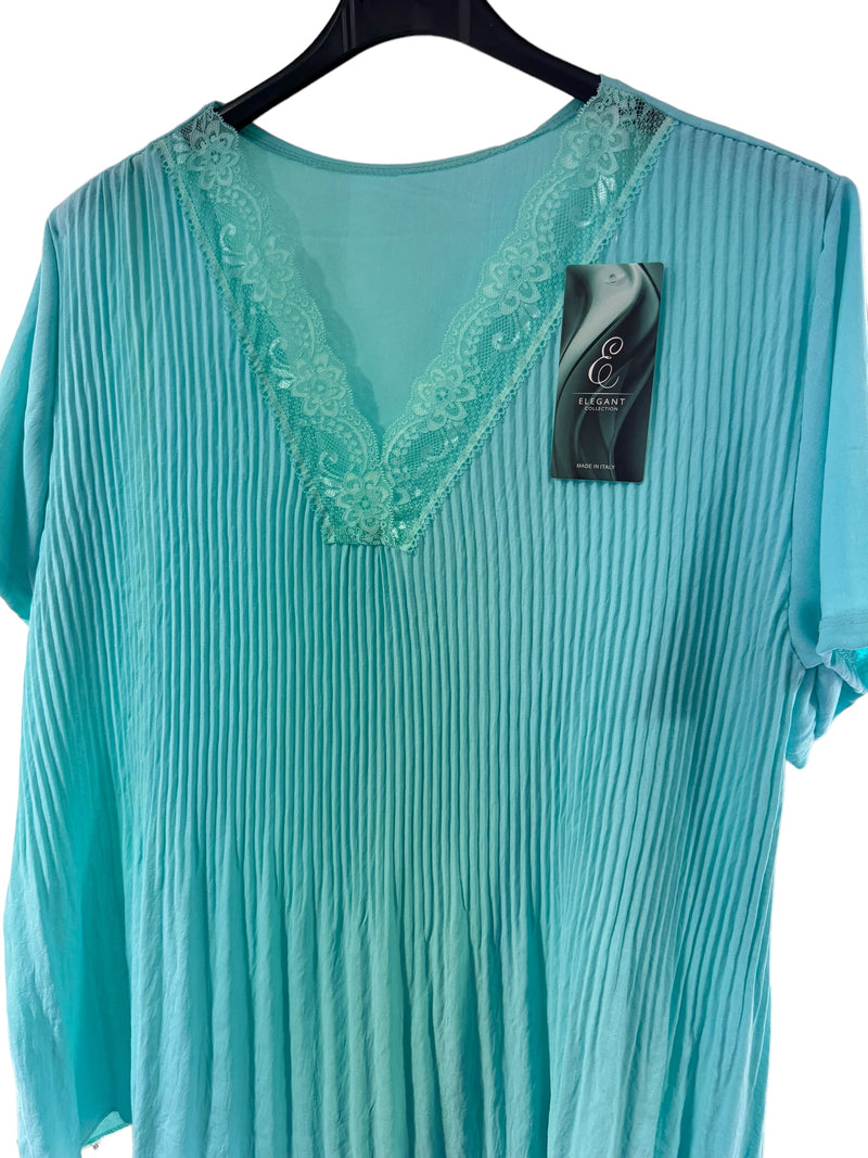 Pleated blouse by elegance in teal