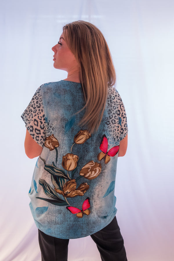 Butterfly print top