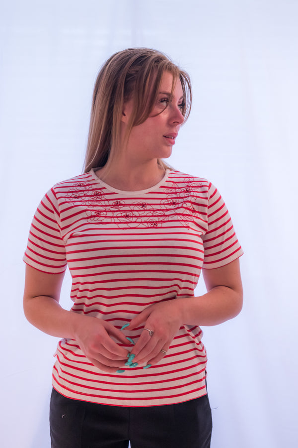 striped red and white top