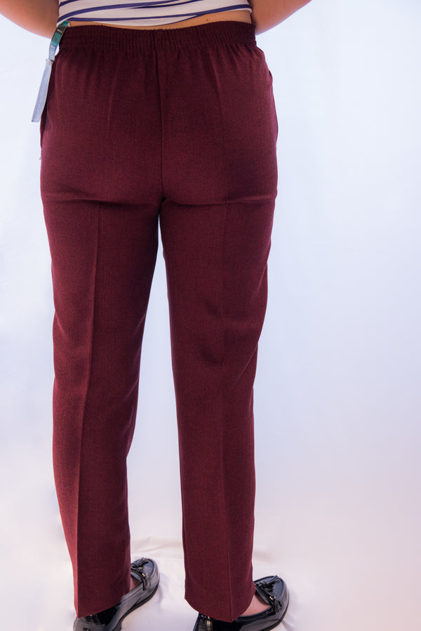 ladies Herringbone burgundy trouser