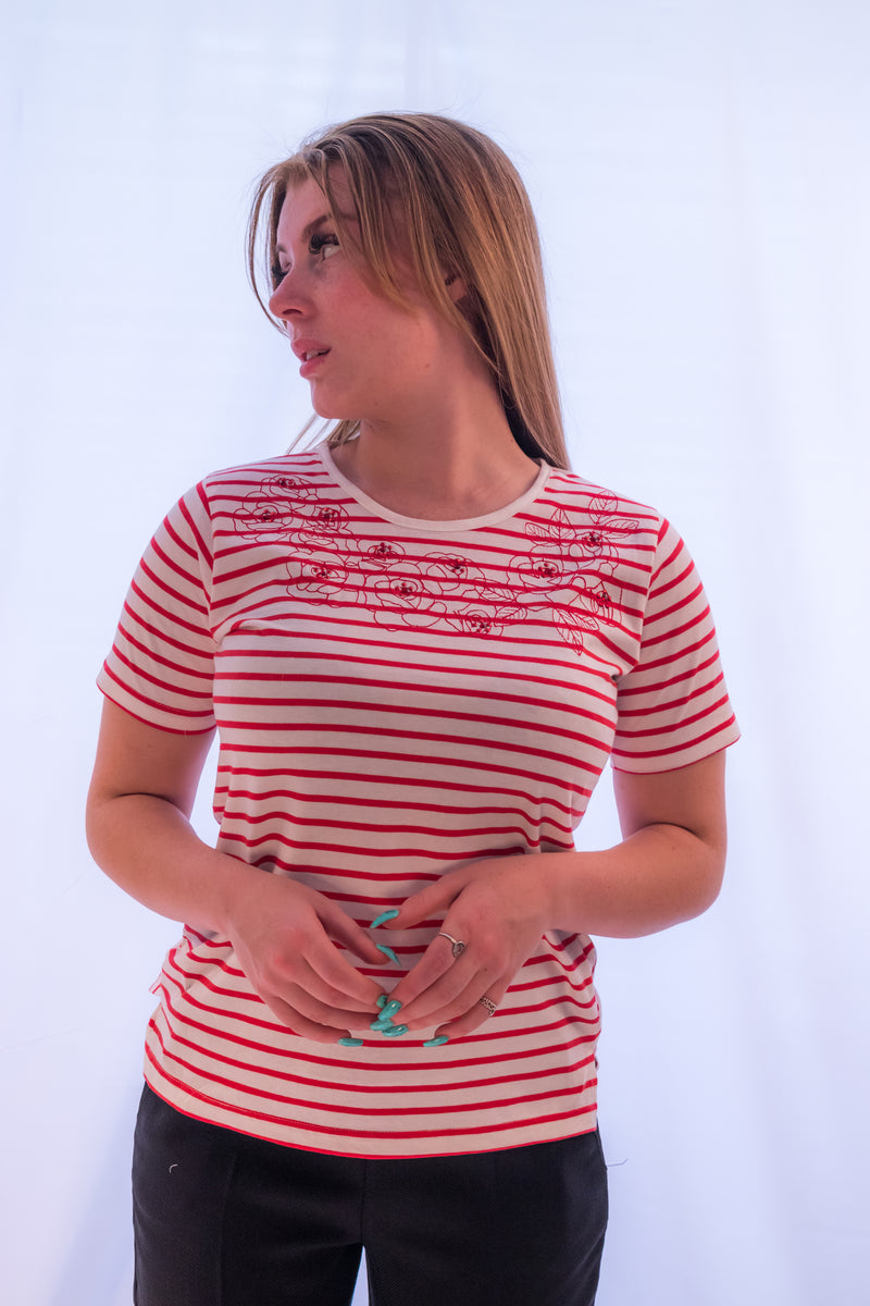 striped red and white top