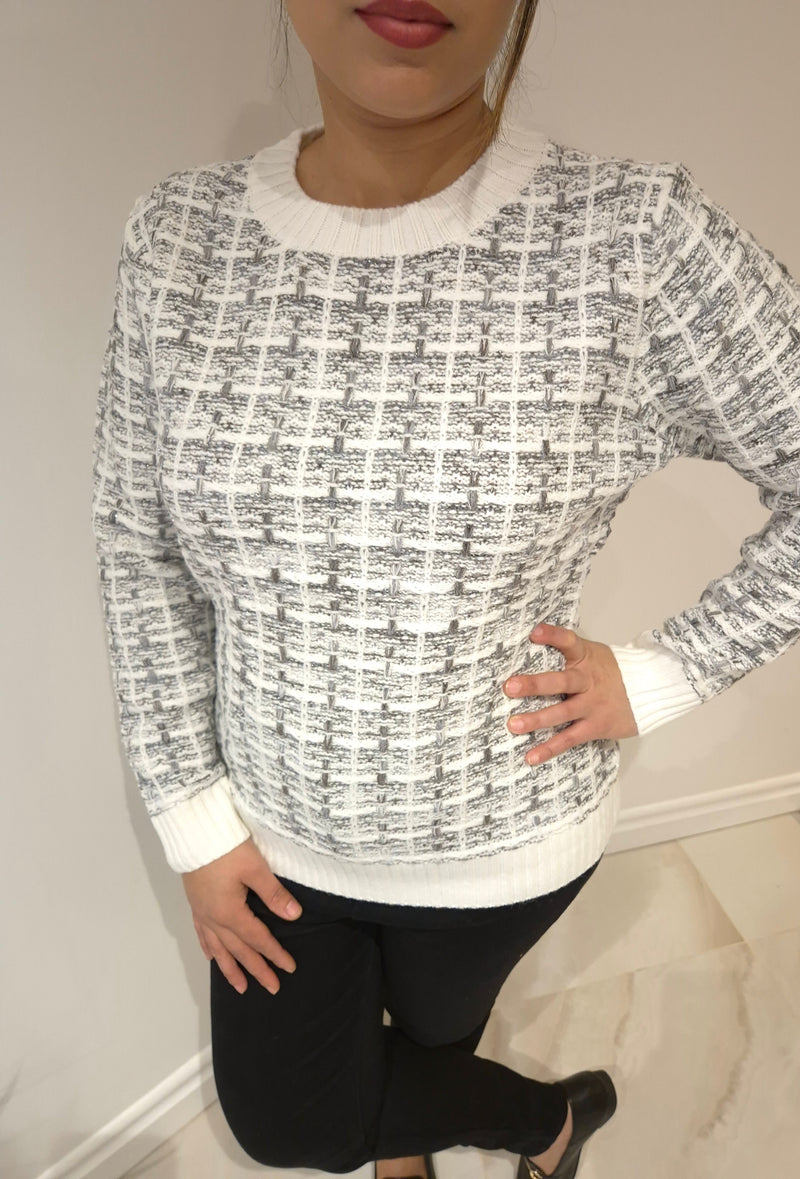 Woven Tweed Jumper by ANN SMITH - Ivory