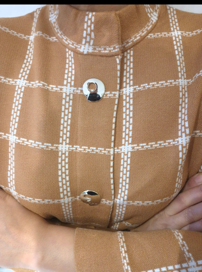 Anonymous Jacket Cardigan Built-up Collar - Tan