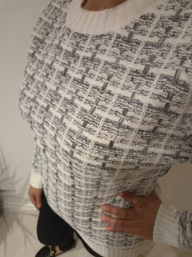 Woven Tweed Jumper by ANN SMITH - Ivory