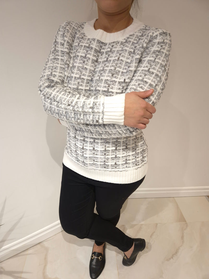 Woven Tweed Jumper by ANN SMITH - Ivory