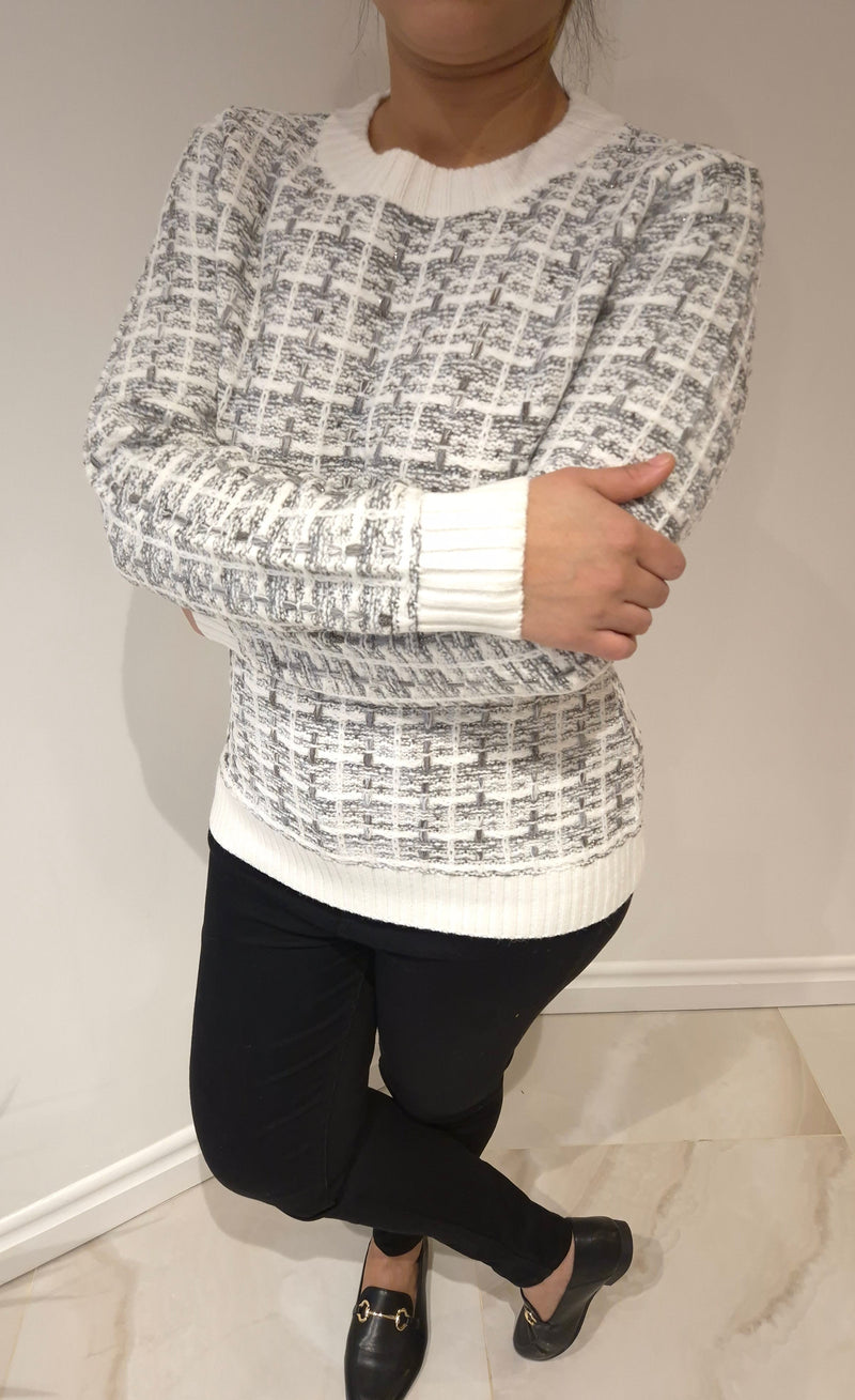 Woven Tweed Jumper by ANN SMITH - Ivory