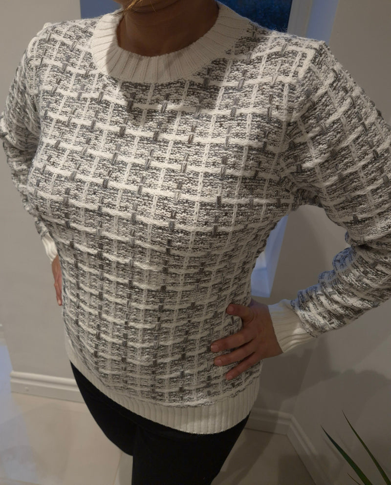 Woven Tweed Jumper by ANN SMITH - Ivory