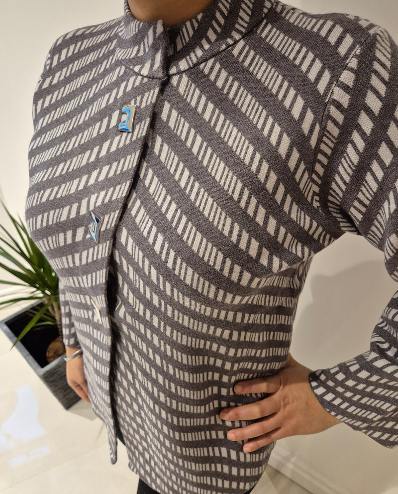 Anonymous Jacket Cardigan in Grey - Built-up Collar