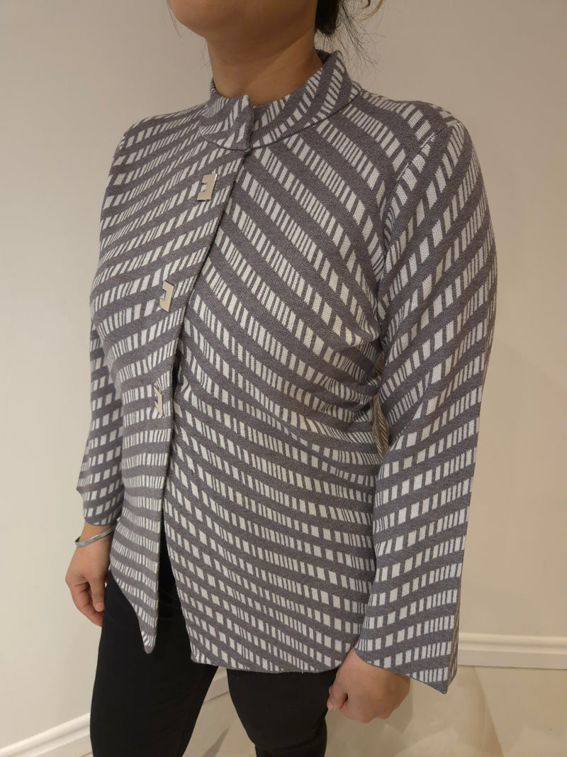 Anonymous Jacket Cardigan in Grey - Built-up Collar