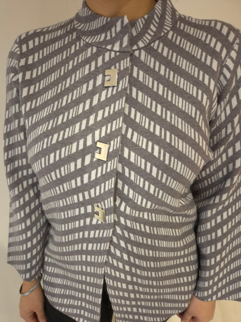 Anonymous Jacket Cardigan in Grey - Built-up Collar