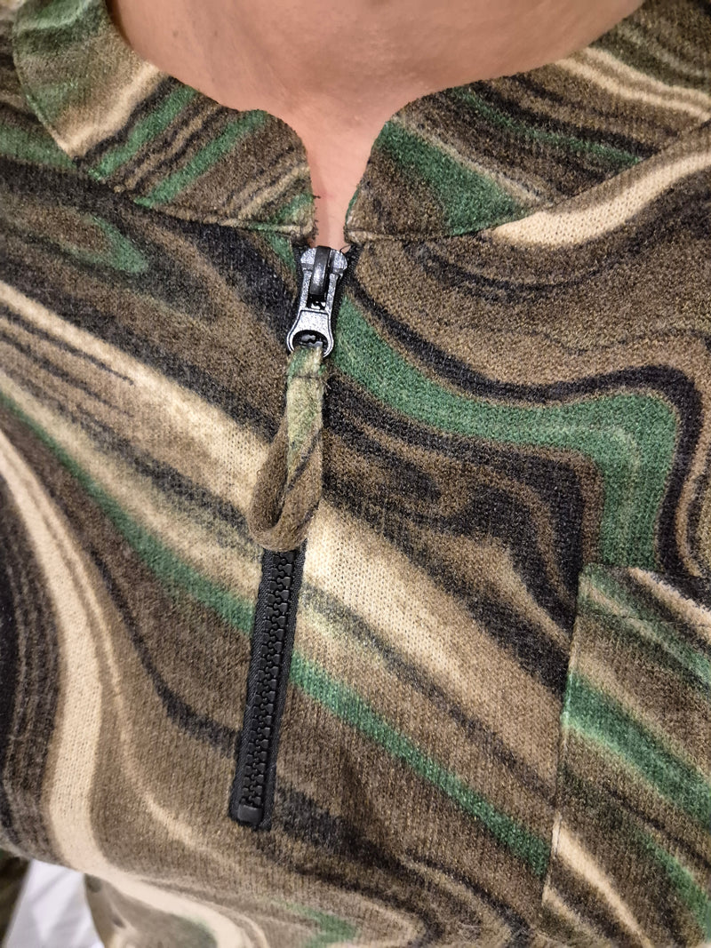 Anonymous Forest print Zip winter Top