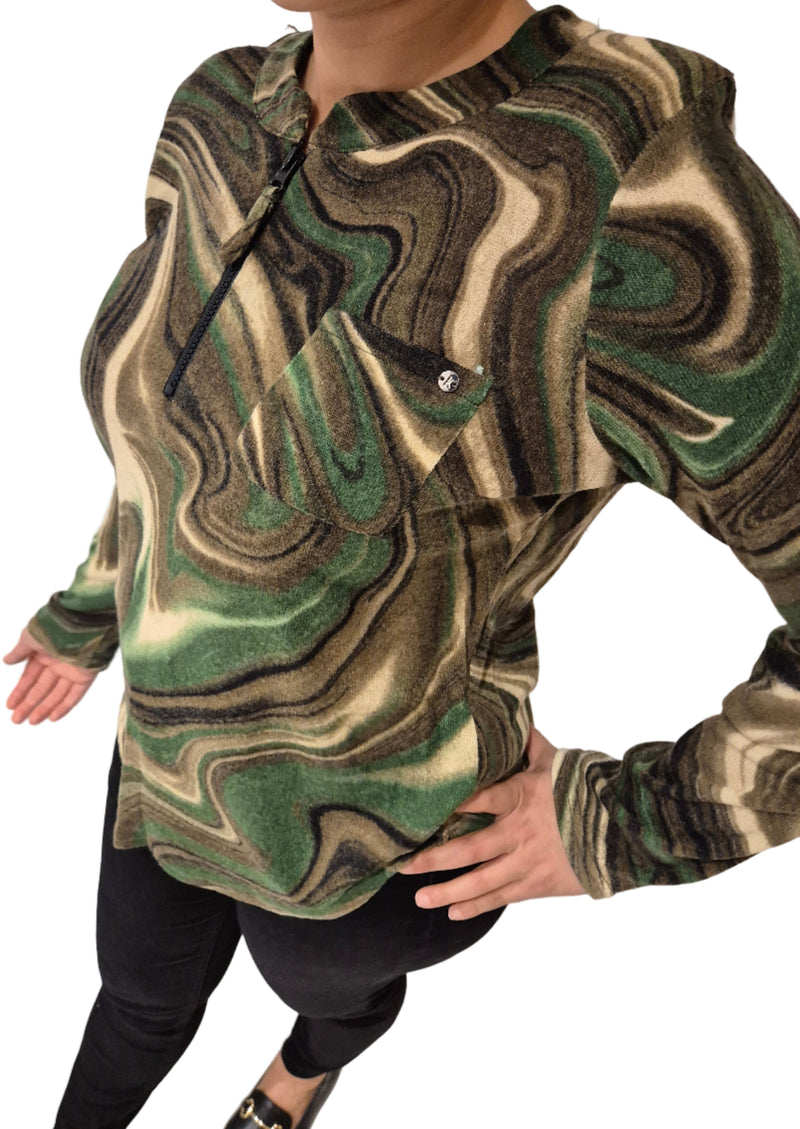 Anonymous Forest print Zip winter Top