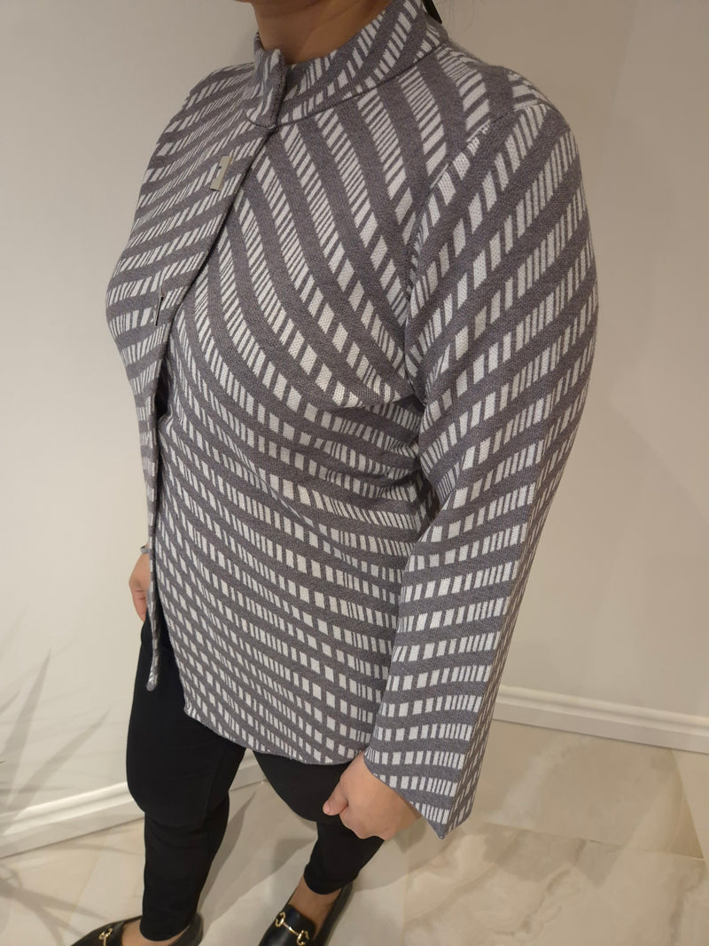 Anonymous Jacket Cardigan in Grey - Built-up Collar