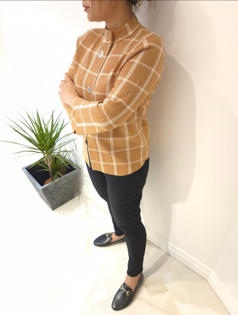 Anonymous Jacket Cardigan Built-up Collar - Tan