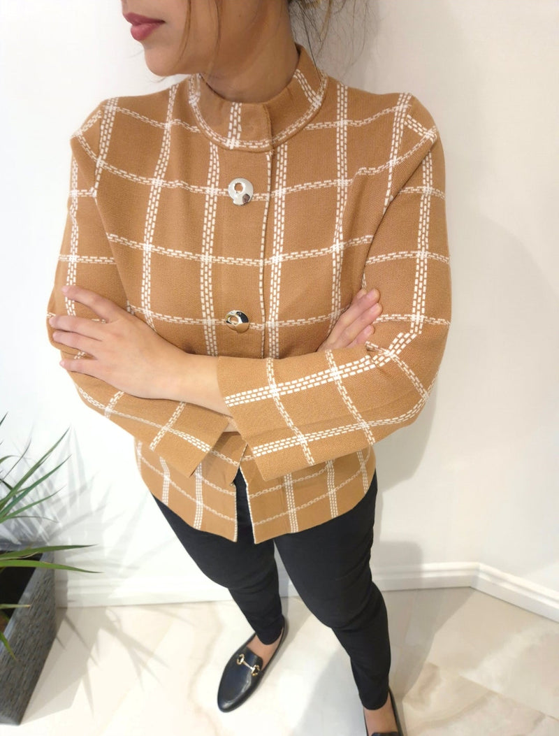 Anonymous Jacket Cardigan Built-up Collar - Tan