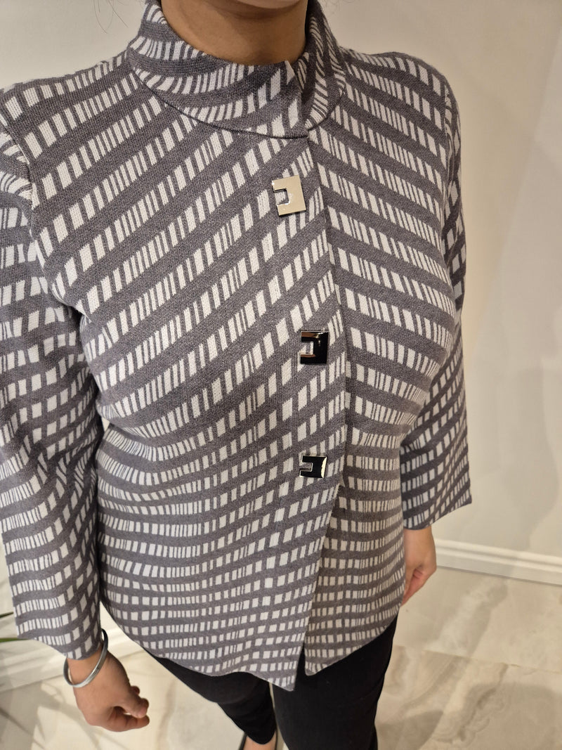 Anonymous Jacket Cardigan in Grey - Built-up Collar